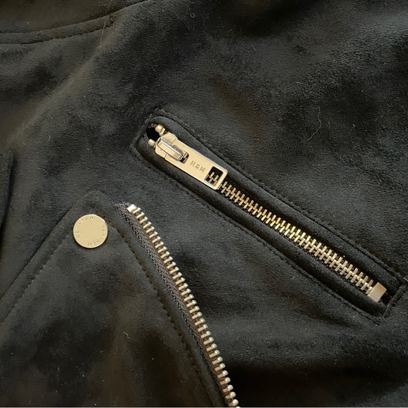 NWOT H&M Black Faux Suede Biker Jacket size M - Picture 6 of 6
